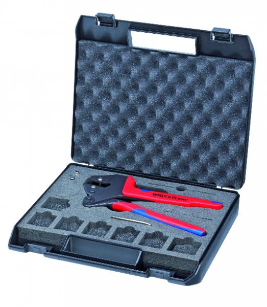 KNIPEX 97 43 200 Crimp-Systemzange für auswechselbare Crimpeinsätze 200 mm brüniert mit Mehrkomponen