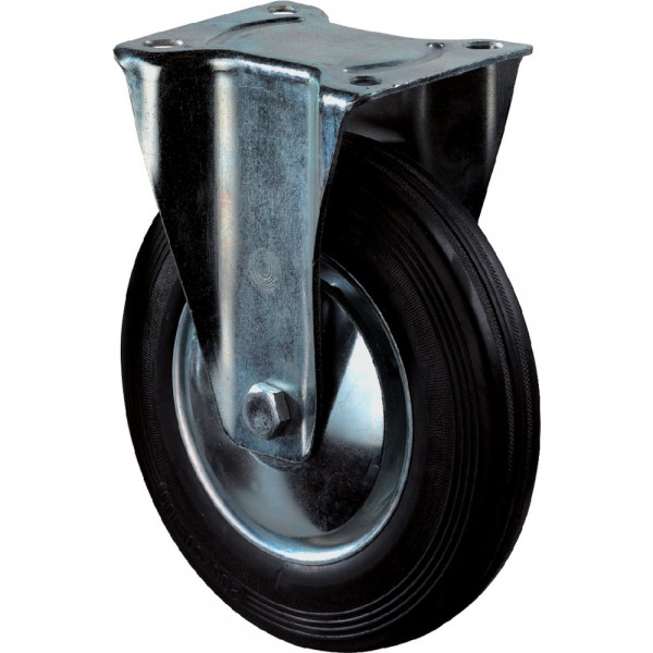 Bockrolle 100 mm Lg.R Stahlbl verz. Gummirad