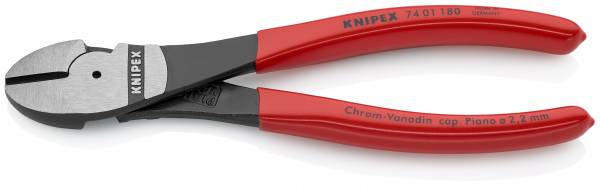 KNIPEX 74 01 180 Kraft-Seitenschneider 180 mm schwarz atramentiert mit Kunststoff überzogen poliert