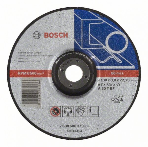 BOSCH SCHRUPPSCHEIBE GEKRÖPFT EXPERT FOR METAL A 30 T BF, 180 MM, 22,23 MM, 8 MM