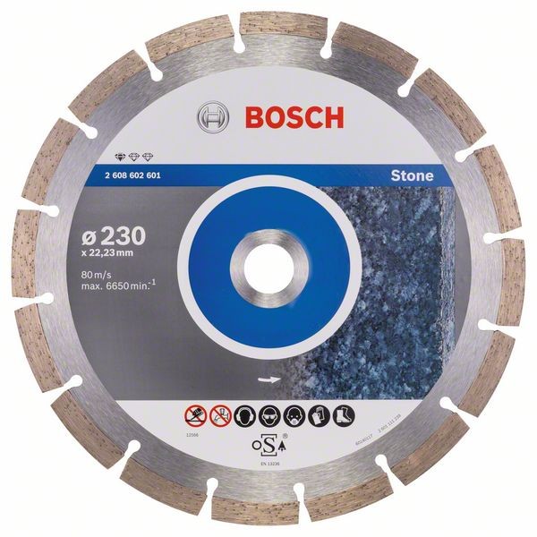 BOSCH DIAMANTTRENNSCHEIBE STANDARD FOR STONE, 230 X 22,23 X 2,3 X 10 MM, 1ER-PACK
