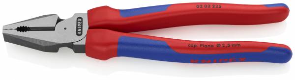 KNIPEX 02 02 225 SB Kraft-Kombizange 225 mm schwarz atramentiert mit Mehrkomponenten-Hüllen poliert