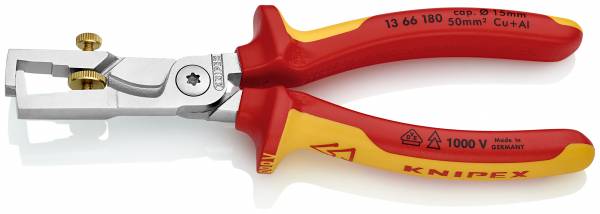 KNIPEX 13 66 180 SB StriX Abisolierzangen mit Kabelschere 180 mm verchromt isoliert mit Mehrkompone