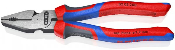 KNIPEX 02 02 200 Kraft-Kombizange schwarz atramentiertrt mit Mehrkomponenten-Hüllen