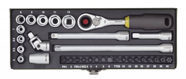 PROXXON Feinmechaniker-Steckschlüssel- und Schraubersatz 1/4", 32-tlg. 23078
