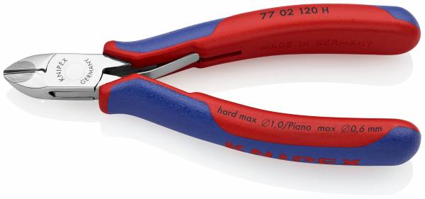 KNIPEX 77 02 120 H Elektronik-Seitenschneider mit eingesetzter Hartmetallschneide 120 mm mit Mehrkom