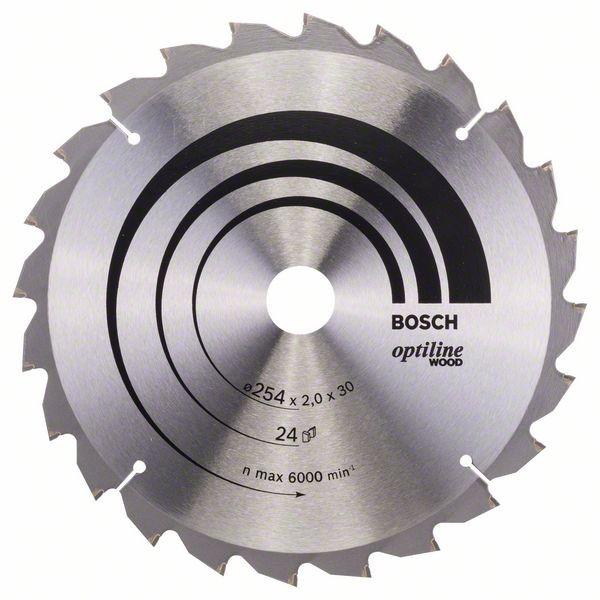 BOSCH KREISSÄGEBLATT OPTILINE WOOD FÜR KAPP- UND GEHRUNGSSÄGEN, 254 X 30 X 2,0 MM, 24