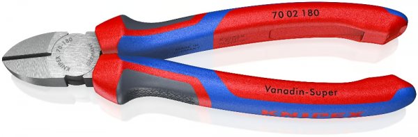 KNIPEX 70 02 180 Seitenschneider 180 mm schwarz atramentiert mit Mehrkomponenten-Hüllen po