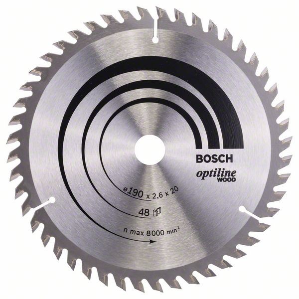 BOSCH KREISSÄGEBLATT OPTILINE WOOD FÜR HANDKREISSÄGEN, 190 X 20/16 X 2,6 MM, 48
