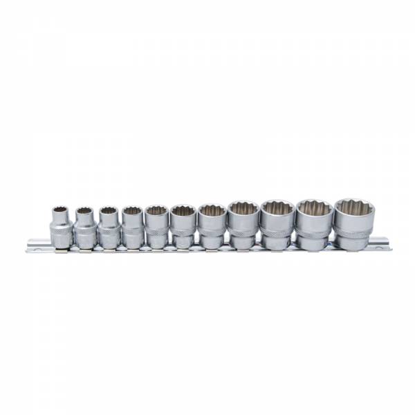 BGS Steckschlüssel-Einsatz-Satz Zwölfkant Antrieb Innenvierkant 10 mm (3/8") Zollgrößen 11-tl 9112