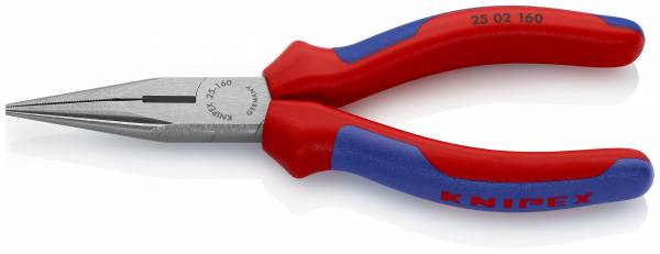 KNIPEX 25 02 160 SB Flachrundzange mit Schneide (Radiozange) 160 mm schwarz atramentiert mit Mehrkom