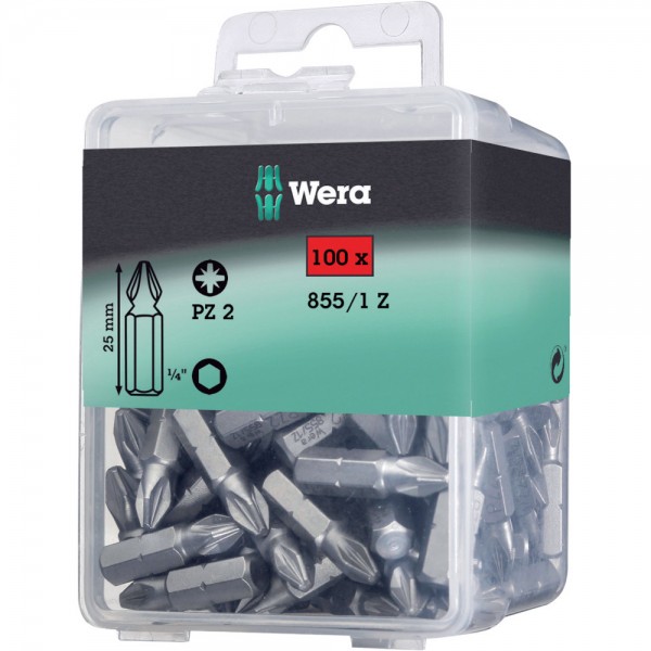 Bit 1/4" DIN3126 E6,3 PZ2x25mm 100er Pack Wera