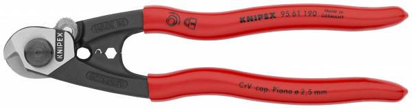 KNIPEX 95 61 190 Drahtseilschere geschmiedet 190 mm mit Kunststoff überzogen poliert