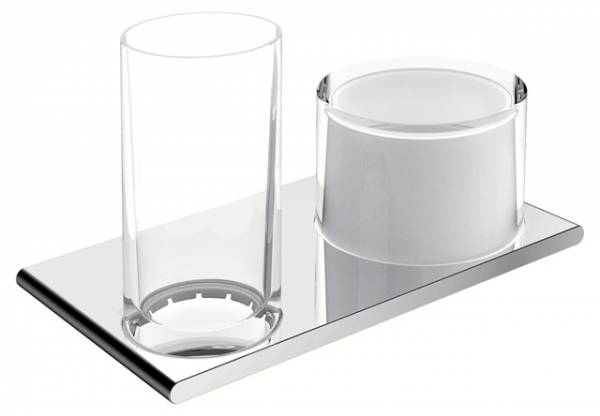 Keuco Doppelhalter Edition 400 11553, Glas und Lotionspender, verchromt