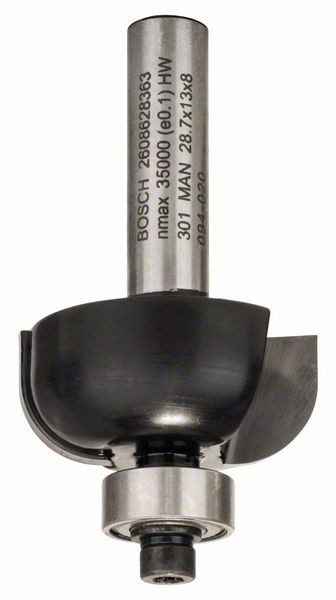 BOSCH HOHLKEHLFRÄSER, 8 MM, R1 8 MM, D 28,7 MM, L 13 MM, G 54 MM