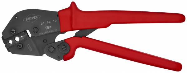 KNIPEX 97 52 10 Crimpzange auch für Zweihandbedienung 250 mm brüniert mit rutschhemmenden Kunststoff