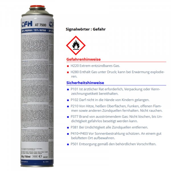 CFH 10x Universaldruckgasdose AT 7500 750 ml