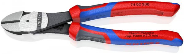 KNIPEX 74 02 200 Kraft-Seitenschneider 200 mm schwarz atramentiert