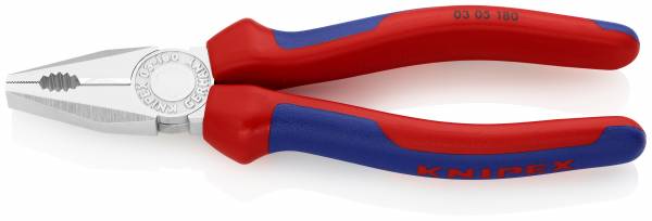 KNIPEX 03 05 180 SB Kombizange 180 mm verchromt mit Mehrkomponenten-Hüllen