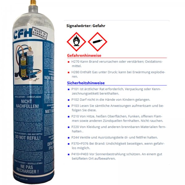 CFH Sauerstoffersatzflasche 1 Liter 52504 ersetzt 52505