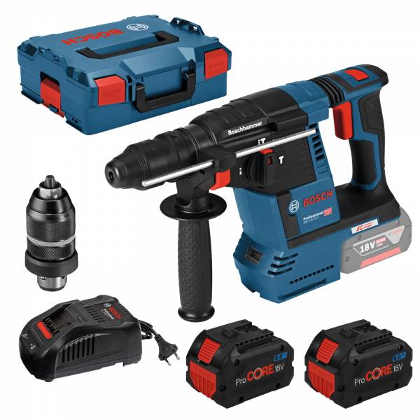 Bosch Akku-Bohrhammer SDS plus GBH 18V-26 F mit 2 x ProCOREAkku 18V 8.0 Ah + L-Boxx 061191000E