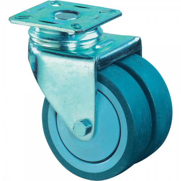 Doppellenkrolle 75mm Konuslg. Gummi blaugrau