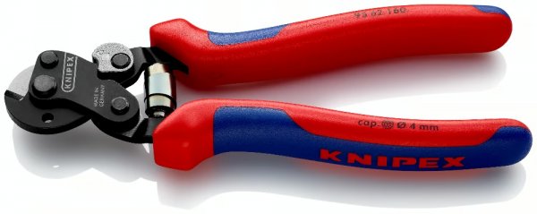 KNIPEX 95 62 160 Drahtseilschere auch für hochfeste Drahtseile 160 mm brüniert mit Mehrkom