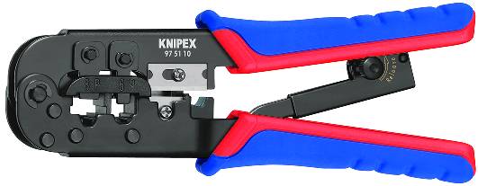 KNIPEX 97 51 10 SB Crimpzange für Westernstecker 190 mm brüniert mit Mehrkomponenten-Hüllen
