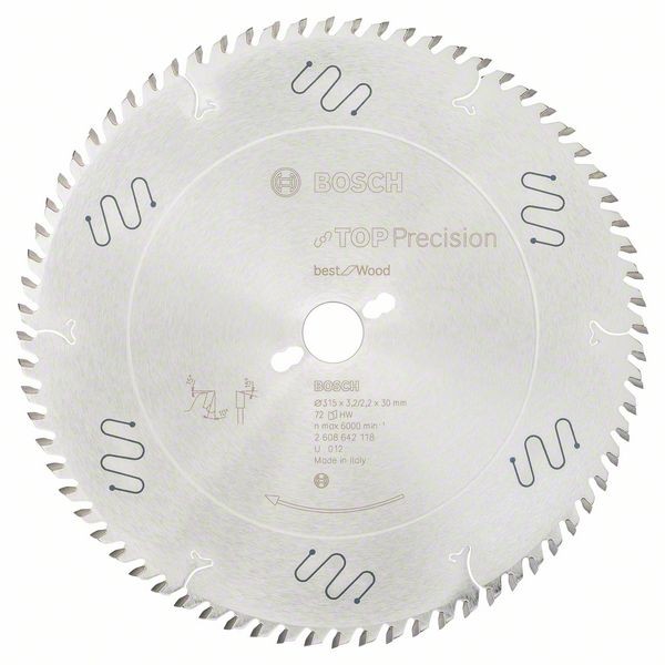 BOSCH KREISSÄGEBLATT TOP PRECISION BEST FOR WOOD, 315 X 30 X 3,2 MM, 72