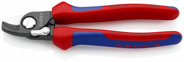 KNIPEX 95 22 165 Kabelschere mit Öffnungsfeder 165 mm brüniert mit Mehrkomponenten-Hüllen