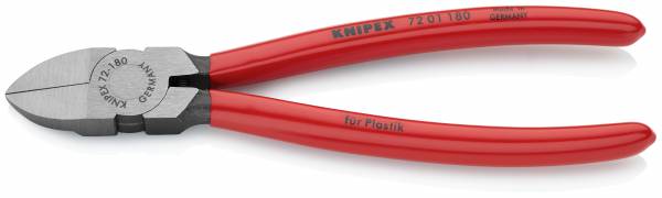 KNIPEX 72 01 180 Seitenschneider für Kunststoff 180 mm mit Kunststoff überzogen poliert
