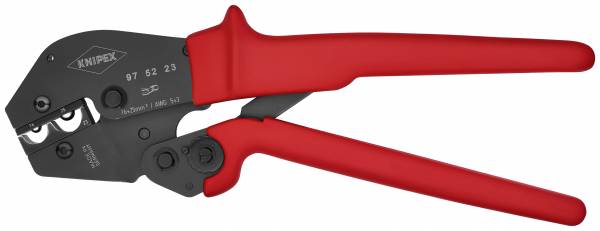 KNIPEX 97 52 23 Crimpzange auch für Zweihandbedienung 250 mm brüniert mit rutschhemmenden Kunststoff