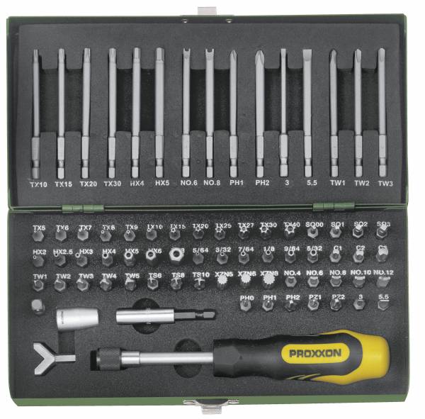 PROXXON Super-Sicherheits- und Spezialbitsatz, 1/4", 75-tlg. 23107