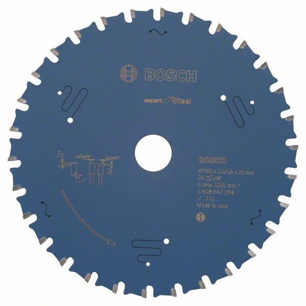 BOSCH KREISSÄGEBLATT EXPERT FOR STEEL, 160 X 20 X 2,0 MM, 30