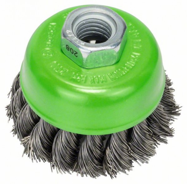 BOSCH TOPFBÜRSTE, EDELSTAHL, GEZOPFTER DRAHT, 0,35 MM, 65 MM, 12500 U/MIN, M14