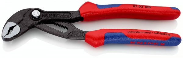 KNIPEX 87 02 180 Cobra® Hightech-Wasserpumpenzange 180 mm grau atramentiert mit Mehrkompo