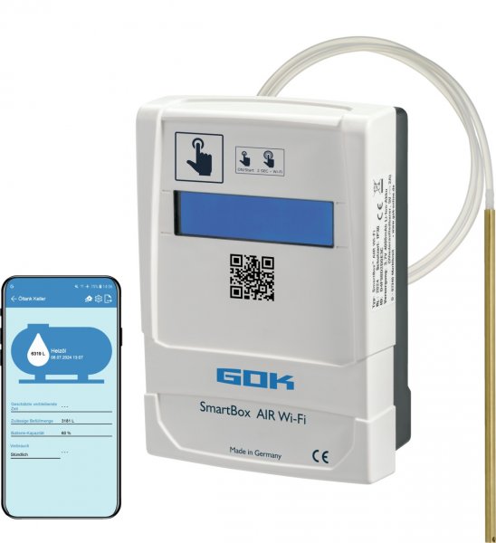 GOK SmartBox AIR Wi-Fi Inhaltsfernanzeiger mit 10m Meßschlauch, Ölstandsanzeiger Füllstandsanzeiger
