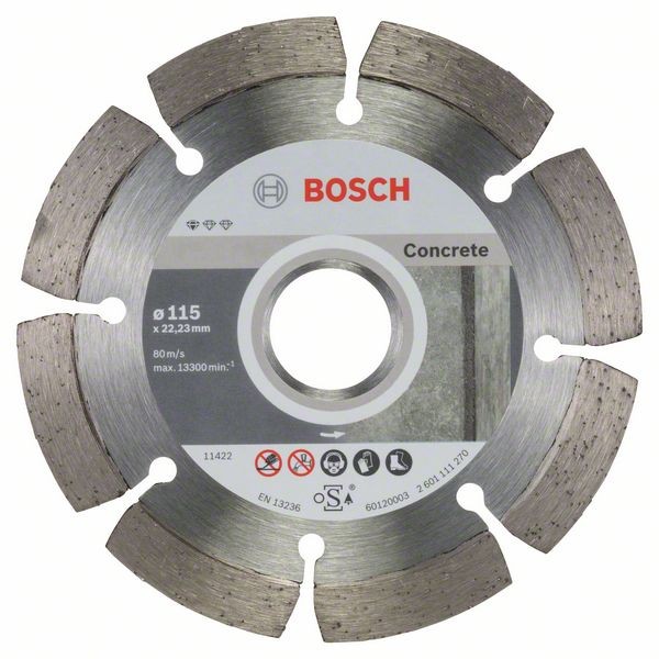 BOSCH DIAMANTTRENNSCHEIBE STANDARD FOR CONCRETE, 115 X 22,23 X 1,6 X 10 MM, 10ER-PACK