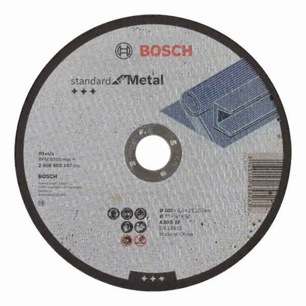 BOSCH TRENNSCHEIBE GERADE STANDARD FOR METAL A 30 S BF, 180 MM, 22,23 MM, 3,0 MM