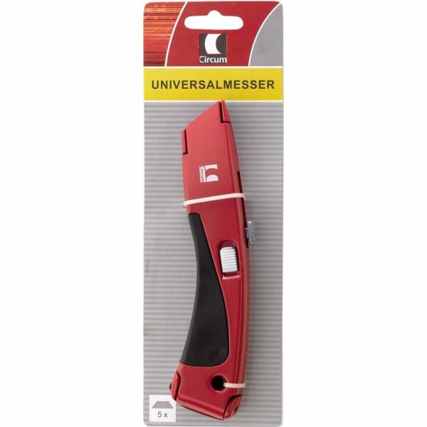 Circum Universalmesser mit Bithalter Rot 2K-Heft + 5 Trapezklingen + Bit PH2