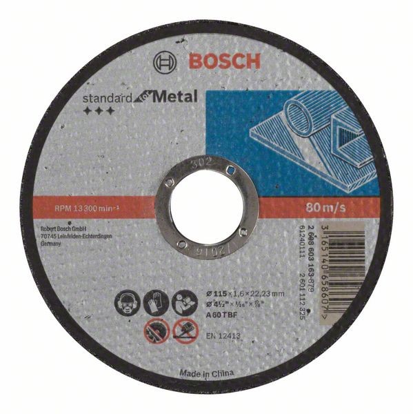 BOSCH TRENNSCHEIBE GERADE STANDARD FOR METAL A 60 T BF, 115 MM, 22,23 MM, 1,6 MM