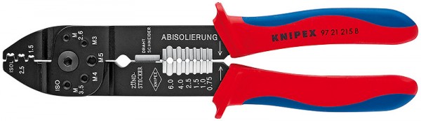 KNIPEX 97 21 215 B SB Crimpzange 230 mm brüniert mit Mehrkomponenten-Hüllen