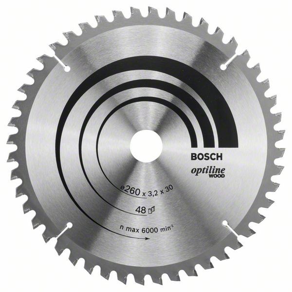 BOSCH KREISSÄGEBLATT OPTILINE WOOD FÜR KAPP- UND GEHRUNGSSÄGEN, 260 X 30 X 3,2 MM, 48