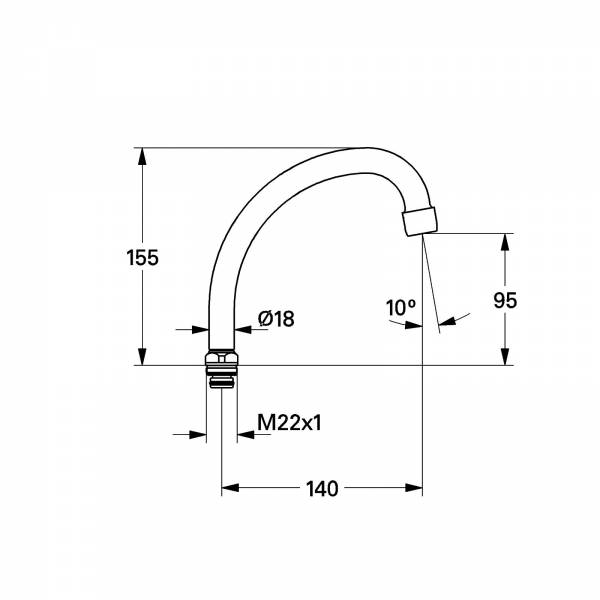 GROHE Rohrauslauf 13072 schwenkbar Ausladung 140mm M22 x 1 chrom