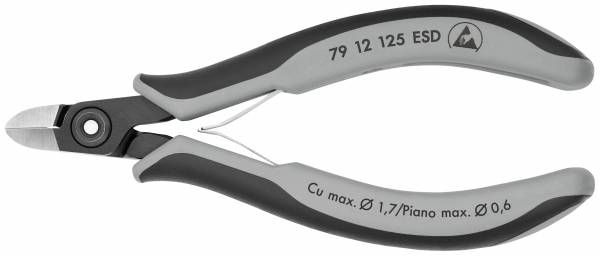 KNIPEX 79 12 125 ESD Präzisions-Elektronik-Seitenschneider ESD 125 mm brüniert mit Mehrkomponenten-H