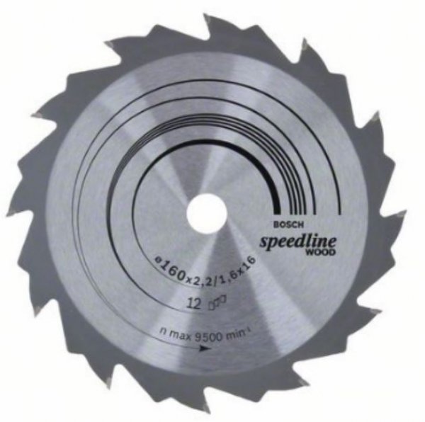 BOSCH KREISSÄGEBLATT SPEEDLINE WOOD, 160 X 16 X 2,2 MM, 12Z