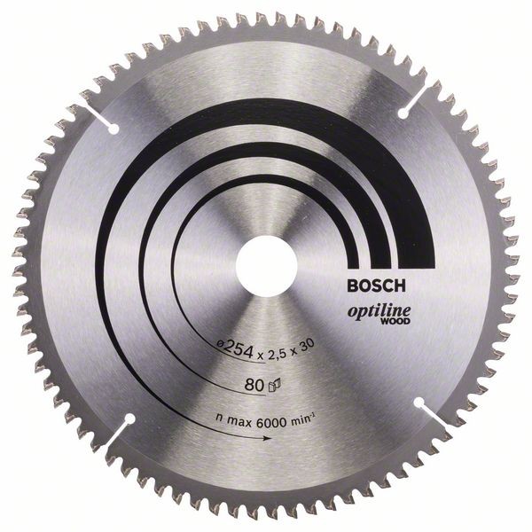 BOSCH KREISSÄGEBLATT OPTILINE WOOD FÜR KAPP- UND GEHRUNGSS., 254 X 30 X 2,5, 80, WZ/N