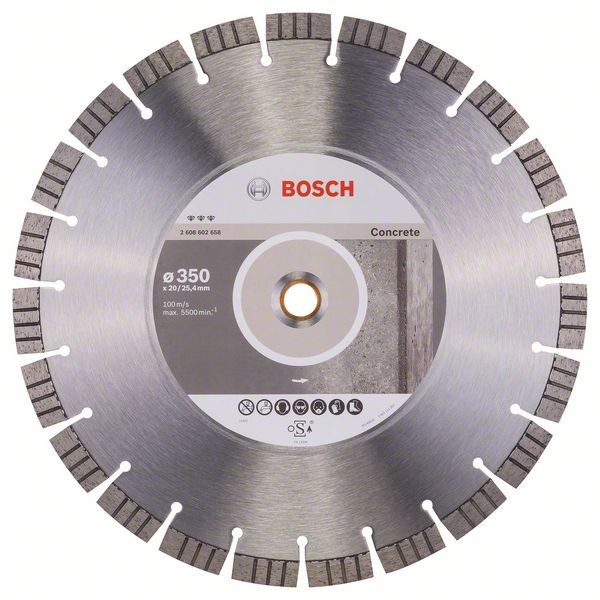 BOSCH DIAMANTTRENNSCHEIBE BEST FOR CONCRETE, 350 X 20,00/25,40 X 3,2 X 15 MM