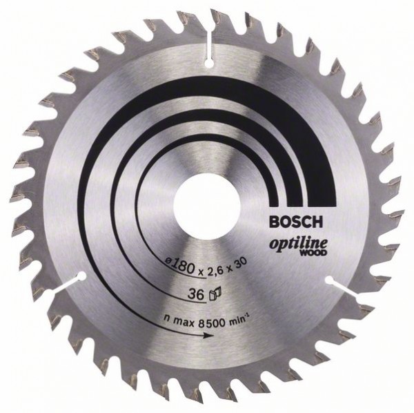 BOSCH KREISSÄGEBLATT OPTILINE WOOD FÜR HANDKREISSÄGEN, 180 X 30/20 X 2,6 MM, 36