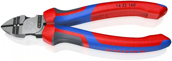 KNIPEX 14 22 160 SB Abisolier-Seitenschneider 160mm schwarz atramentiert mit Mehrkomponen
